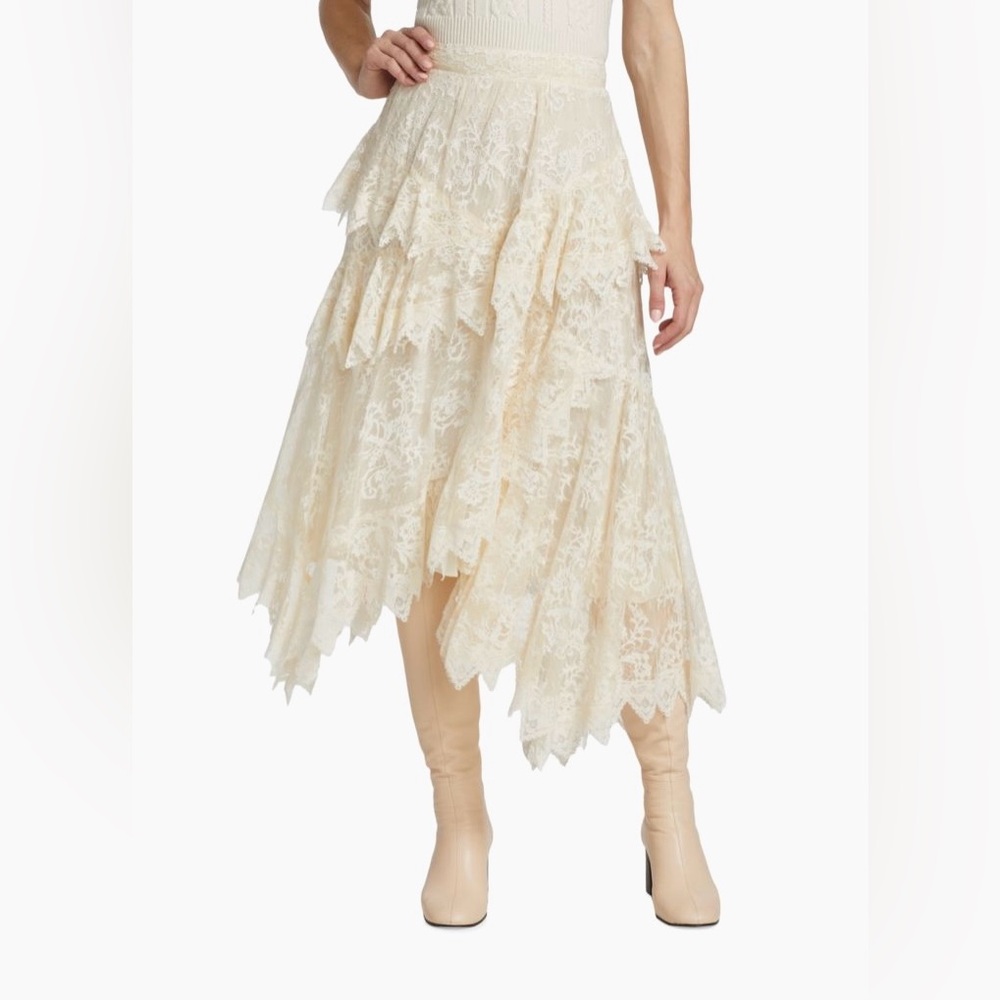 Zimmermann Lace Asymmetrical Midi Skirt (Zimmermann size 2)